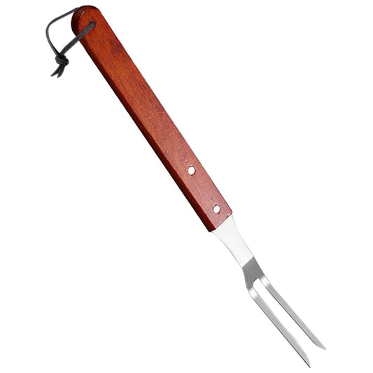 Stainless Steel Bbq Skewers 12 Inch With Wood Handle For Grilling Roasting Kebab Meat Fork Portable Barbecue Tools Set