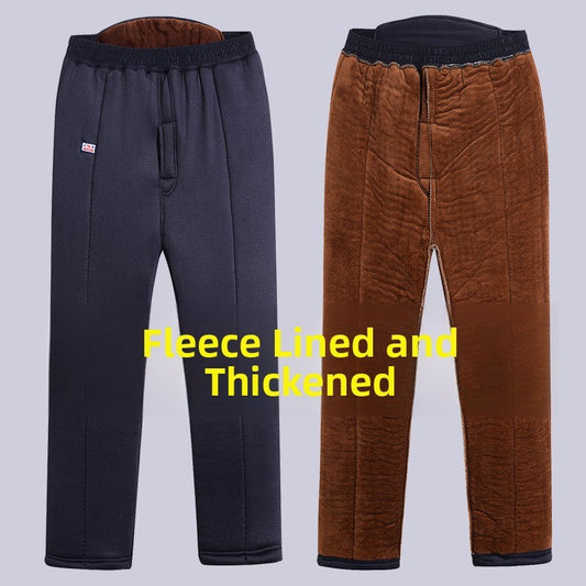 Men's Winter Thiened Fce Lined Camel down Cotton Pants ly Warm Trousers Large Size Dad Clothes Inner Wear Long Trou...