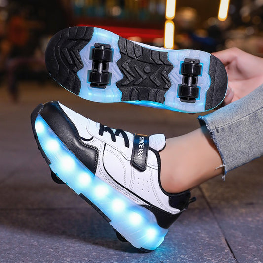 Luminous Roller Skate Shoes Wheels Removeable Sneakers Kids Roller Shoes USB Charge Light Up Sport Skate Board Shoes Boys Girls