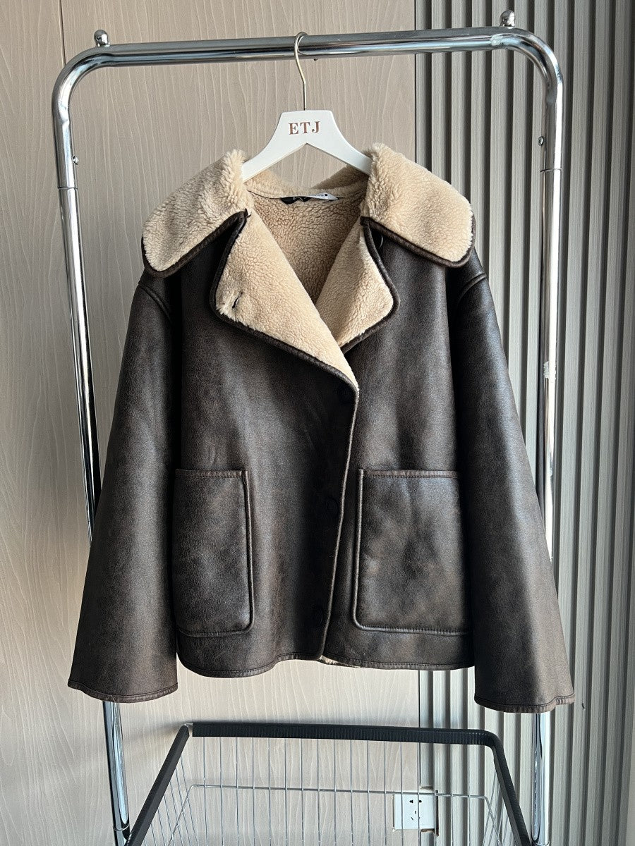2024 Fall/Winter New Arrival Traf Women's ZW Series Double-Sided Collar Oversized Long-Sleeve Jacket Warm Coat 3548246