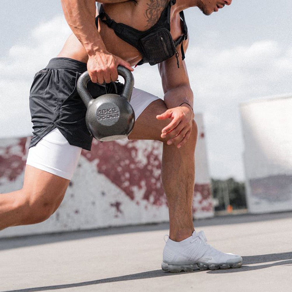 Men Shorts 2 In 1 Double-deck Quick Dry GYM Sport Shorts Fitness Jogging Workout Men Sports Short Pants