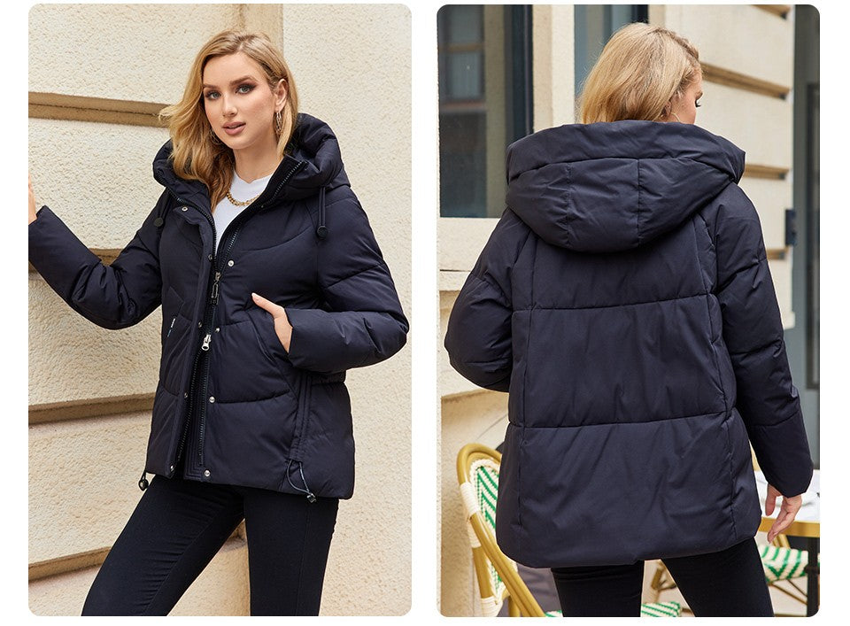 GASMAN 2023 Winter Down Jacket Women Short Classic zipper Design Pocket Stand Collar Hooded Slim Coat Women Parkas  83319