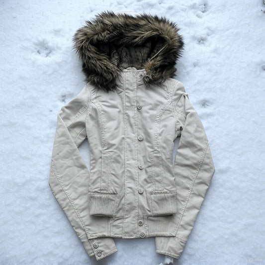 Gothic Y2K Womens Vintage Fur Trimmed Hooded Jacket Autumn Winter Black Shearling Lined Zipper Coat Warm Casual Winter Outerwear