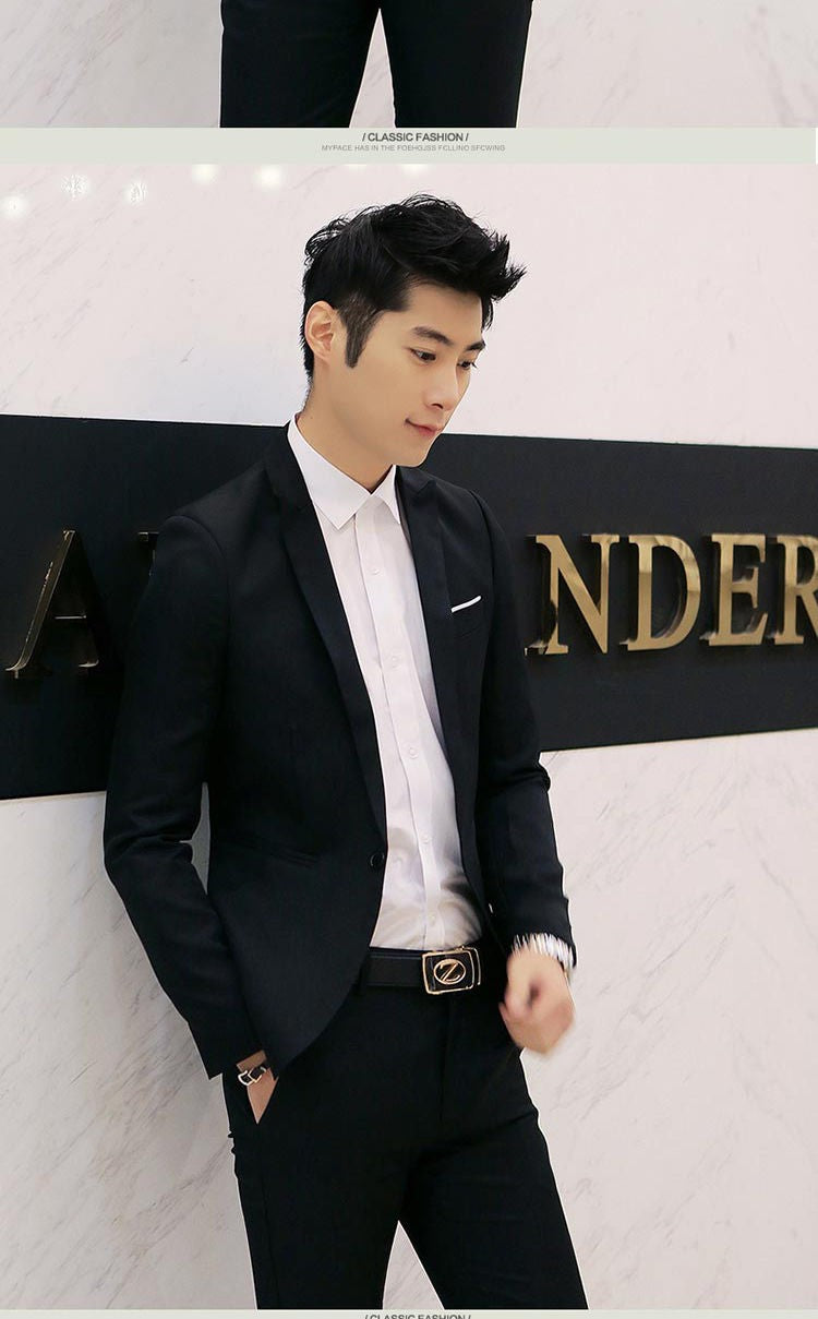 Summer Men's Casual Suit Fashion Business Office Trendy Non-ironing Anti-wrinkle Suit Jacket Solid Color Slim Fit Men's Suit