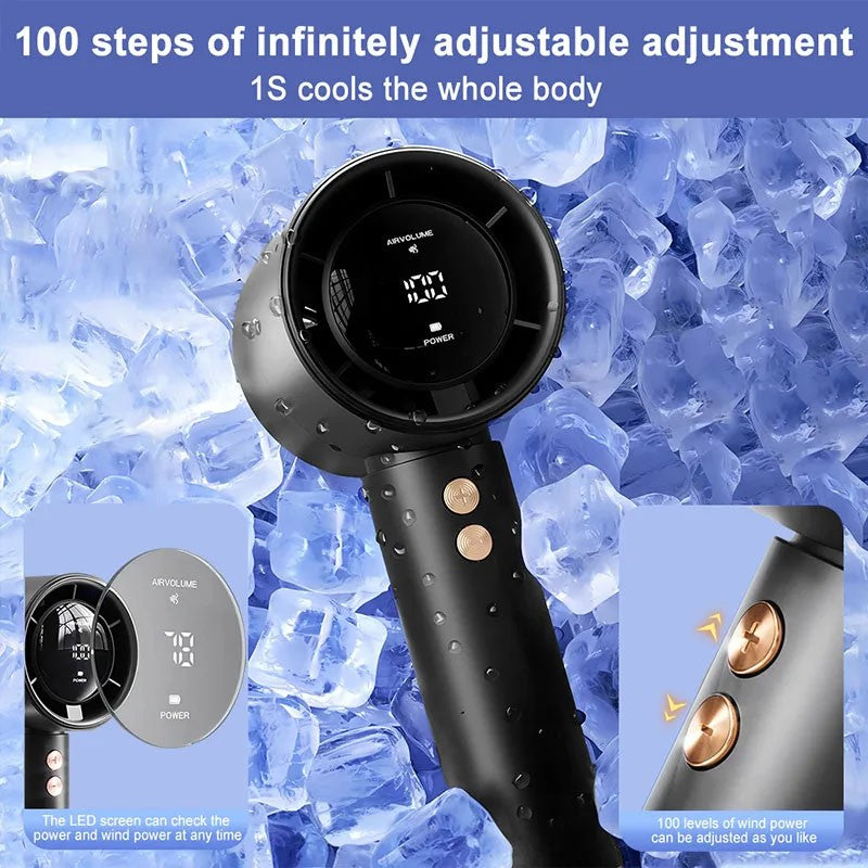 Handheld Fan Portable Turbo Fan Air Cooler 100-Speed Adjustment High-Speed Fans Mini Hand fan for Home Travel Outdoor Camping