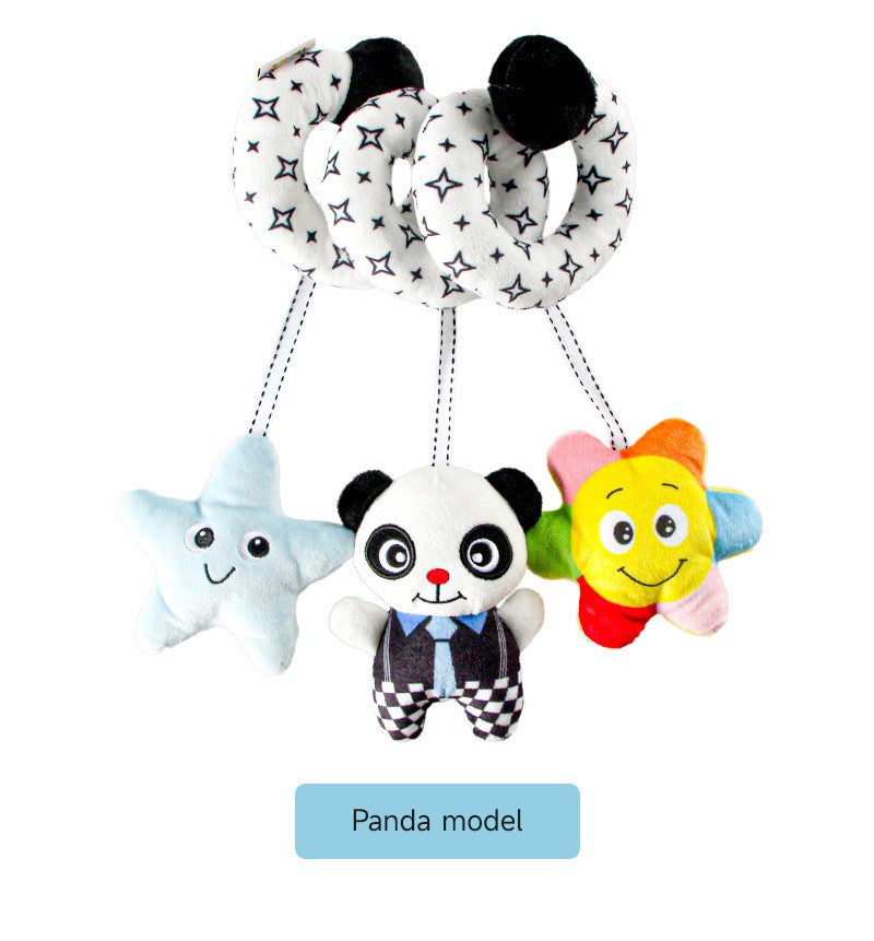 Baby Black And White Animal Hanging Toys Car Seat Baby Spiral Activity Hanging Toys Plush Zoon Music BB Squeaker Rattles Gift