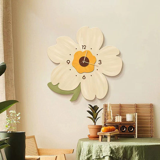 Simple Flower Wall Clock Flower Shape Slient Decor Birthday Living Creative Room Home Clock Gifts