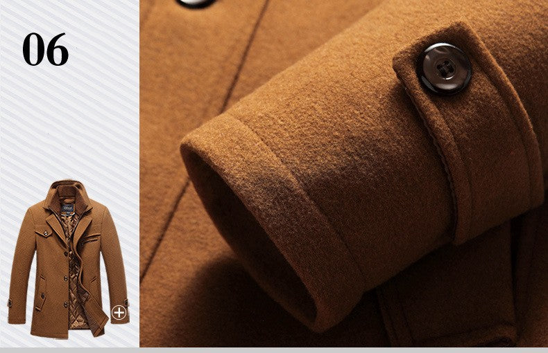 Winter Men's Jacket Oversized Wool Overcoat Solid Warm Pea Coats Thicken Casual Woolen Coat Men Clothing Parka A3F1303