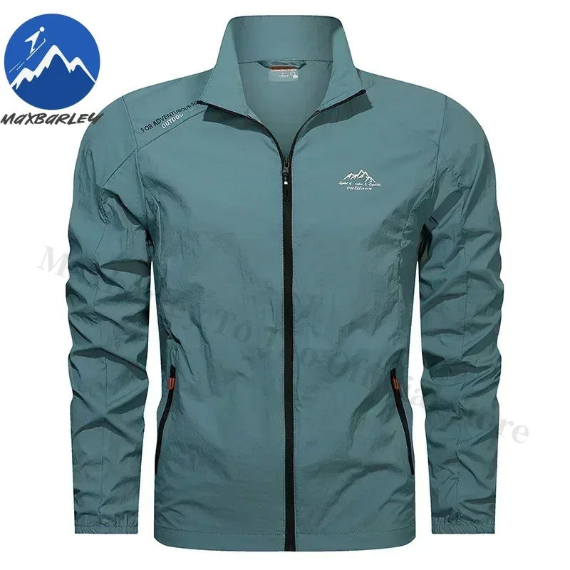 Men Summer Windbreaker Zip Pockets UV Sun Protection Jackets Breathable Ultra-light Working Clothes Outdoor Skin Thin Coats Camp