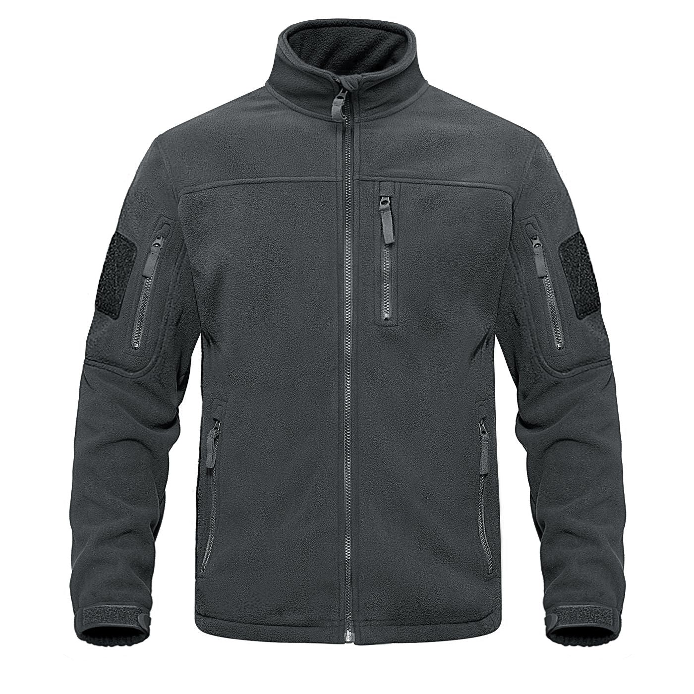 TACVASEN Full Zip Up Green Fleece Jacket Thermal Warm Work Coats Mens Zipper Pockets Jacket Hiking Training Outwear Windbreaker