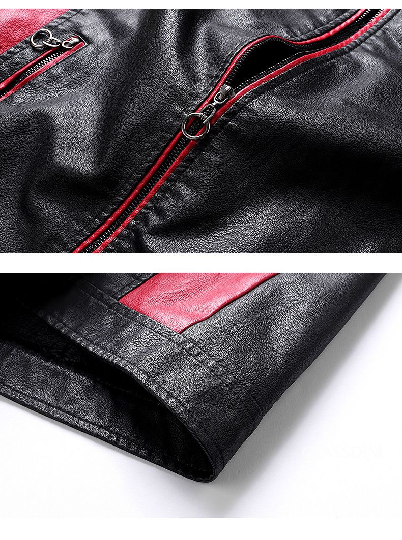 Men Stand Collar Moto Leather Jackets Fleece Winter Jackets Slim Fit PU Leather Coats High Quality Male Fashion Casual Jackets 5