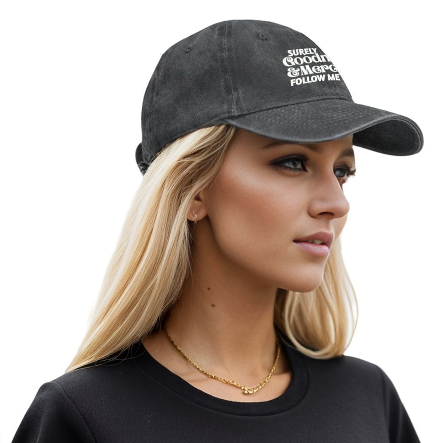 Boné de Beisebol "Surely Goodness and Mercy Follow Me" Salmos 23:6 Bonés personalizados divertidos Marca Chapéu Masculino Feminino