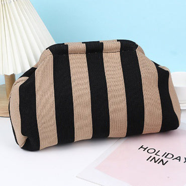 Summer Beach Clutch Bag Women Small Crochet Cloud Handbag Purses Knitting Dumpling Clutch Casual Colorblock Bag for Female