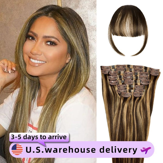 16A Highlight Clip In Hair Extensions Human Hair 140g Bone Straight Brazilian Remy Human Hair 10 Pcs/Set Extensions Clip In Hair