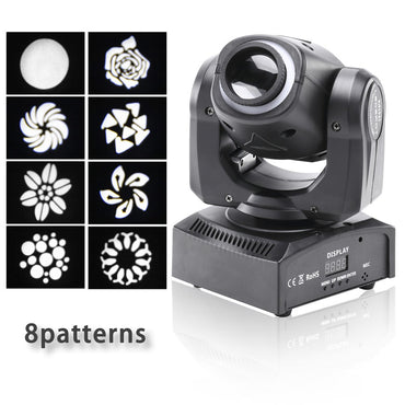 U'King 120W LED Beam Moving Head Light RGB Color Mixing 8 Patterns DMX Effect Light Rotating Stage Light for DJ Show Party KTV