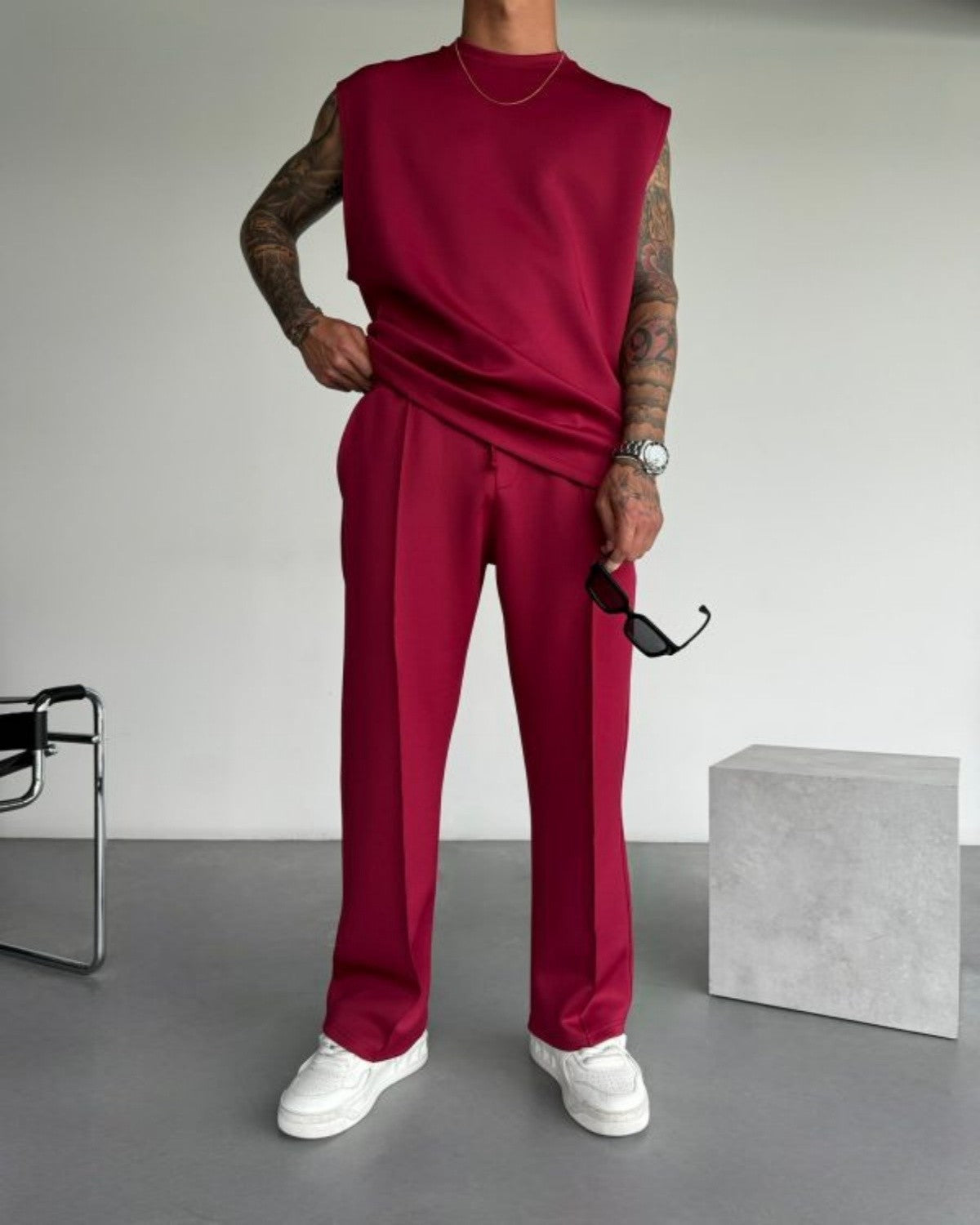 2025 Spring and summer men's new four seasons loose straight tube sports casual pants comfortable suit pants drawstring waistban