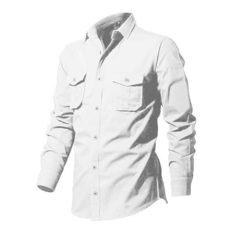 Safari Cotton Shirts Mens Outdoor Work Travel Button Down Tops Casual Long Sleeve Hiking Camping Utility Shirt With Flap Pocket