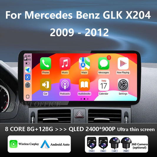 Wireless Carplay BT GPS Navi Ultra-Thin screen 4G Android 15 Car Video Multimedia Player For Mercedes Benz GLK X204 2009 - 2012
