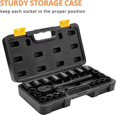 DEKO 1/2" Drive M? 23 Pieces Drive Socket Set Mechanic Tool Set with 72 Teeth Reversible Ratchet, 1/2-Inch Impact Socket Sets