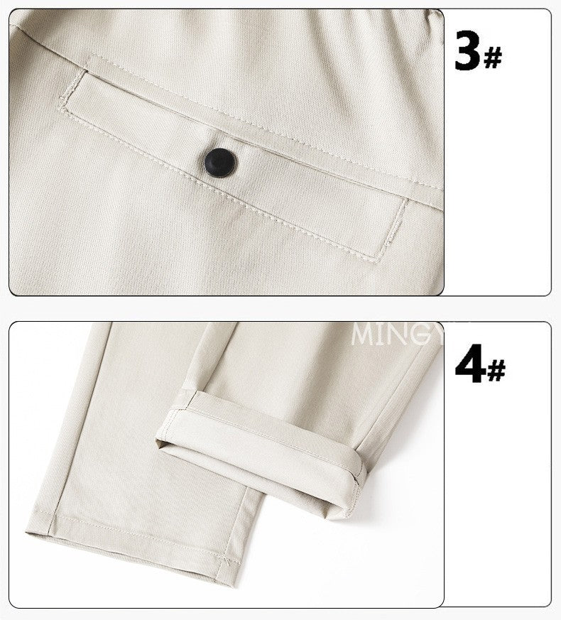 2025 New Summer Cotton Ankle Length Pants Men Slim Elastic Waist Jogger Outdoors Korean Work Suit Casual Trousers Male 28-38