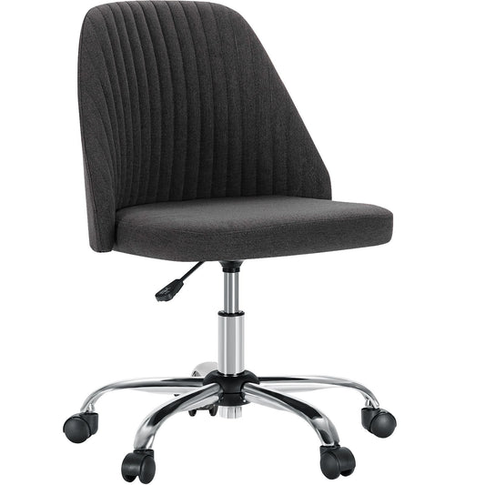 Cadeira de Escritório Pequena sem Braços JHK, Cadeira Giratória Fofa para Penteadeira com Encosto, Tecido Moderno com Rodas, Cadeira Giratória Ergonômica para Casa e Jogos