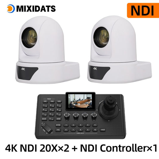 4K NDI PTZ Camera 1-10pcs 20X Zoom Video Conference Camera for Church Business Meeting Optional 1 controller keyboard kit
