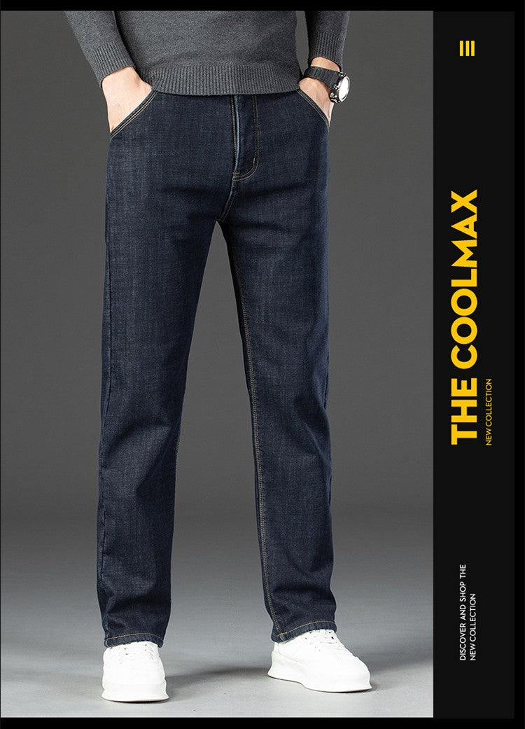 28-40 Large Size Winter Men Plush Thick Fleece Trouser Lambswool Thermal Jeans Casual Pants Windproof Warm Cotton Denim Pants