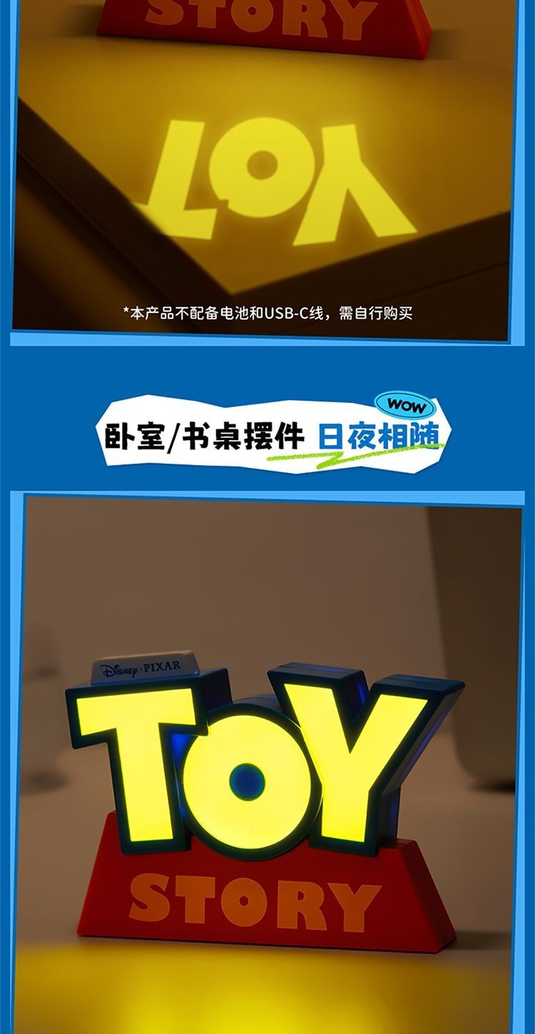 Anime Toy Story Toy Story 3D Logo Luminária Noturna LED Enfeites Luminosos Decoração de Mesa Modelo de Figura Desenho Animado Presente de Aniversário para Festa
