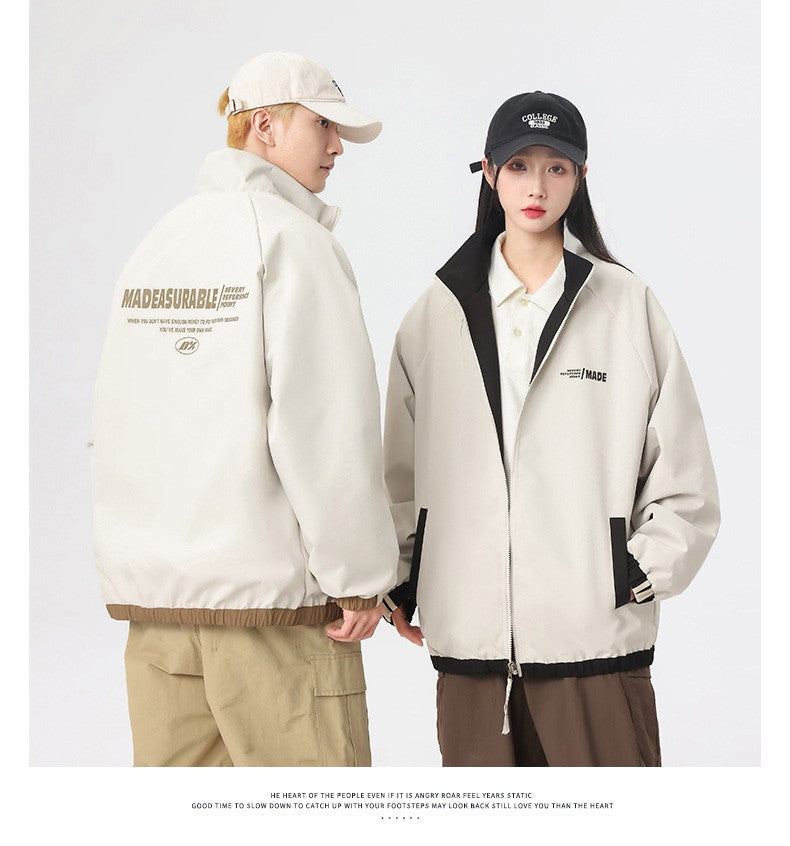 New Jacket Two-sided Long Sleeve Outdoor Men Coats Women Reversible Windproof Coats Splashproof Double-Sided Jackets Couple Top