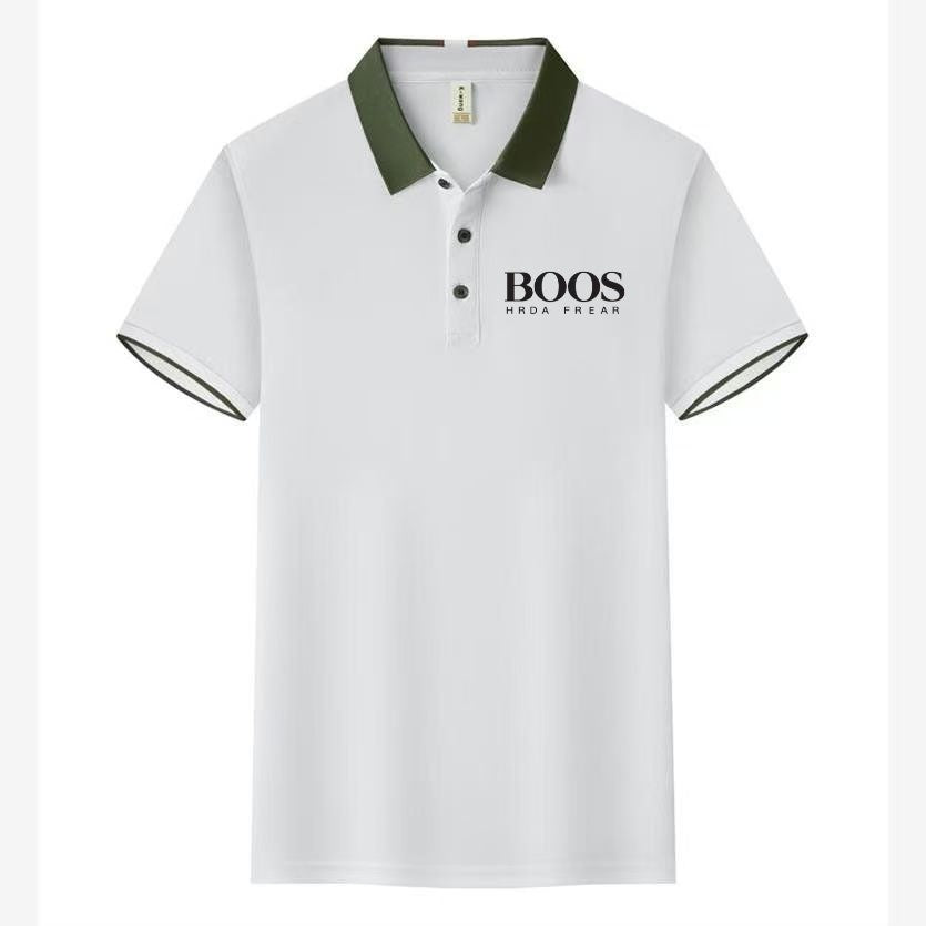 Men's New Embroidered Business Casual Short Sleeved Polo Shirt, Fashionable Short Sleeved Comfortable Breathable Top