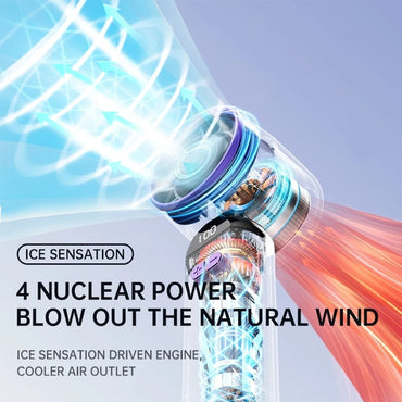 High-Speed Folding Fan LED Digital Display Adjustable Cooling Fan Mini Cold Fan for Camping Hiking Outdoor Activities