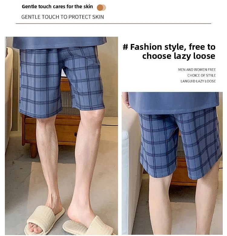 Summer Men's Loose Fit Short Pants Thin Cotton Sporty Comfortable Five-Point Home Leisure Pants Outerwear Big Size Sleepwear