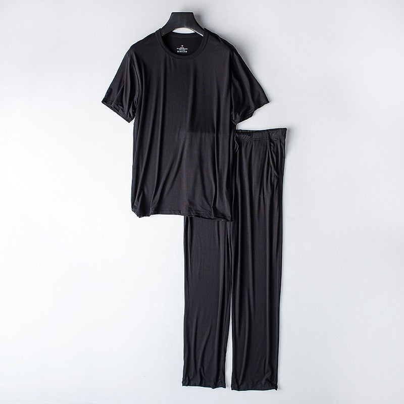 Men's spring and summer new modal pajamas two-piece short-sleeved trousers thin large size loose sports home wear suit sleepwear