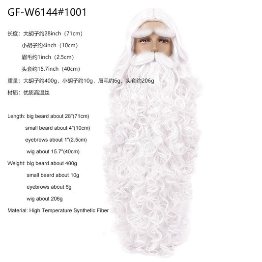 REEWES Christmas Santa Claus Hair Wig+Beard Set Cosplay Accessory Blonde synthetic Wig For Men Halloween Dress Costume