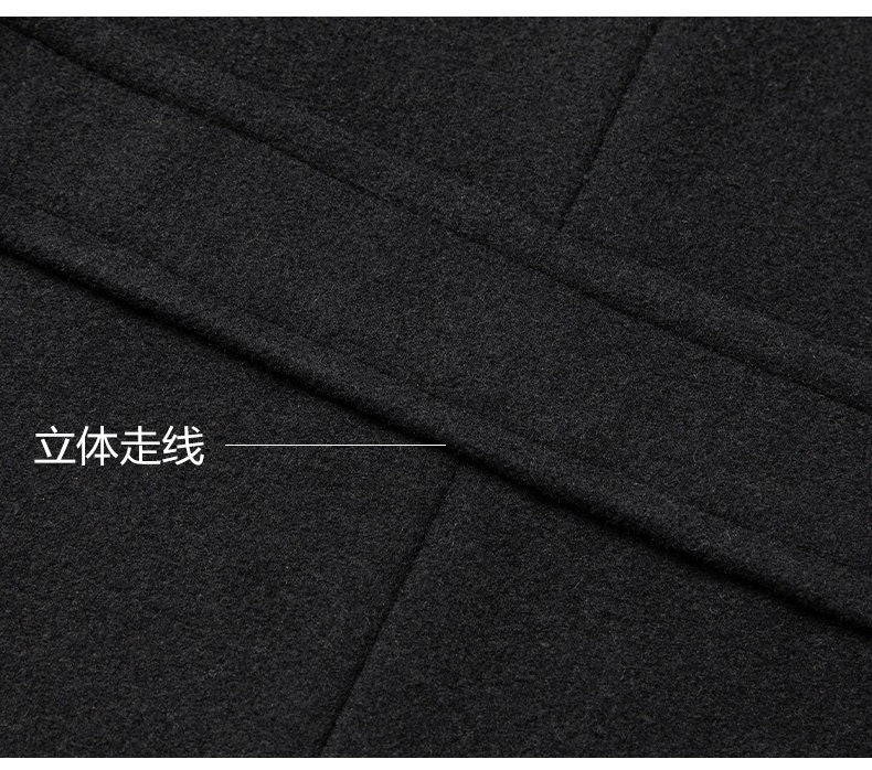 High-quality men's fashionable, stylish, versatile, trendy and casual autumn and winter woolen overcoat with a scarf