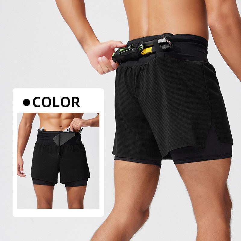 Men's Trail Running Shorts Quick Dry Double Layer with Liner & Waist Pocket Marathon Hiking Outdoor Training Athletic Breathable