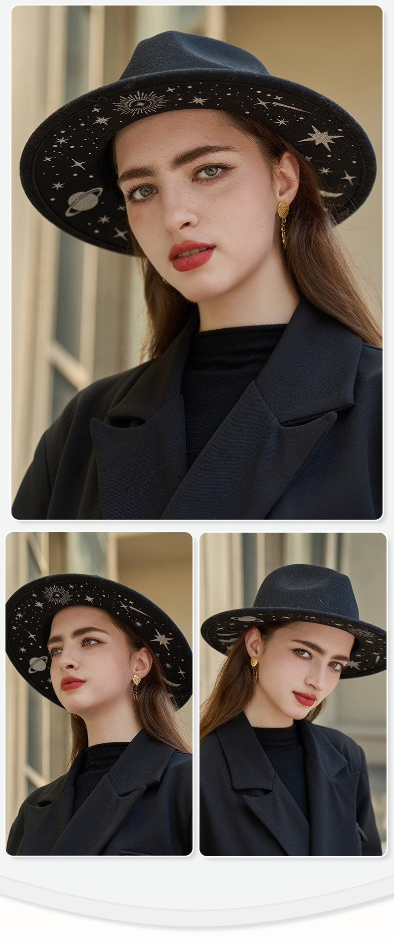 Women's Vintage Fedora Hat with Wide Brim for Autumn and Winter