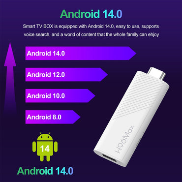 2025 Novo H96 MAX H313 Mini TV Stick Android 14 Smart TV Box 2GB 16GB Wifi6 BT 4K HD Google Voice Media Player 2.4G 5G TV Stick