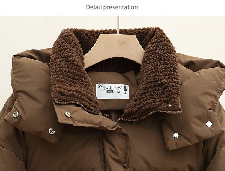 Lambswool Patchwork Thick Women Winter Coat 2025 New Fashion Hooded Puffer Jackets Cotton Padded Short Parkas