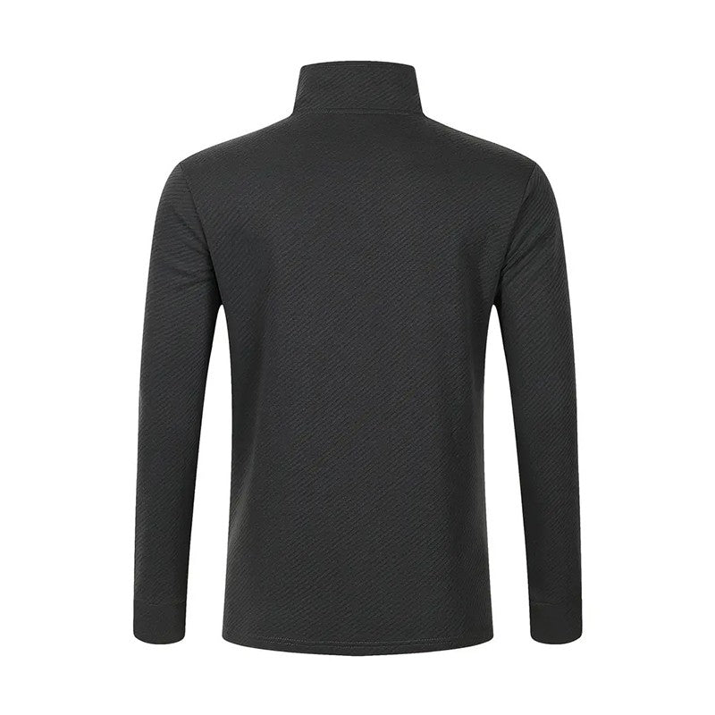Men's Business Casual Polo Long Sleeve T-shirt spring and autumn Twill jacquard zipper polo shirt Comfortable and Breathable Top