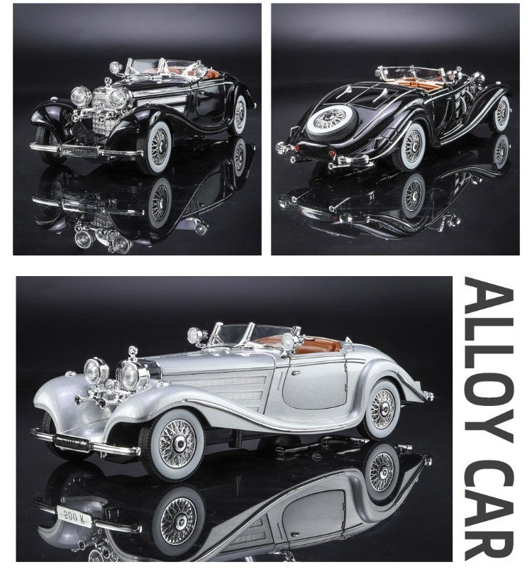 Simulação 1/24 Escala Benz 500K 1936 Clássico Modelo Carro Vintage Com Caixa de Exibição Presente de Aniversário Menino Coleção Miniatura Carro