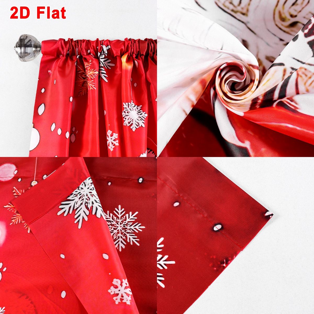 2pcs Merry Christmas Curtains Santa Xmas Tree Design 60*150cm Polyester Window Drapes for Home Bedroom Decor Festive Supplies