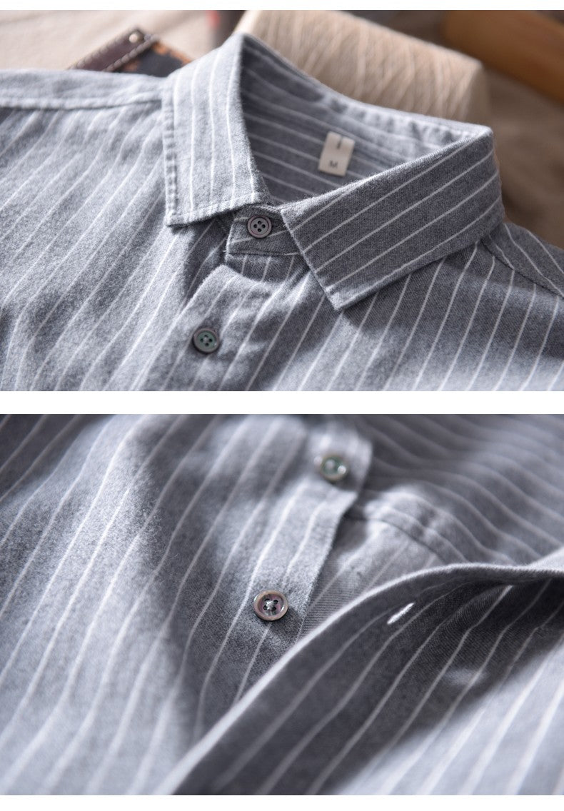 HIQOR 2025 New In 100% Cotton Long Sleeve Men's Shirt Loose Man Business Casual Shirts Classic Striped Male Social Dress Shirts