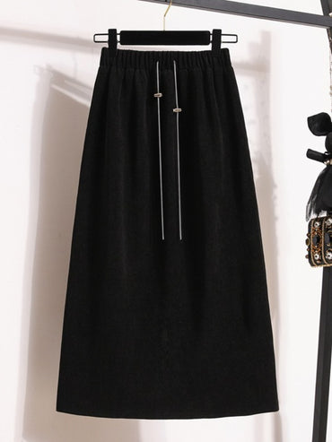 Women's New Style High-Waist Plus Size Skirts Elastic Waist Solid Wrap Buttocks Autumn Winter 2025 Versatile Straight Leg Skirt