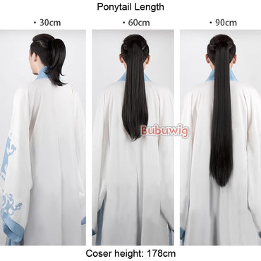 Bubuwig Synthetic Hair 22 Colors 30cm Short Straight Single Ponytail Fashion Anime Black Red Blue Cosplay Wigs Heat Resistant