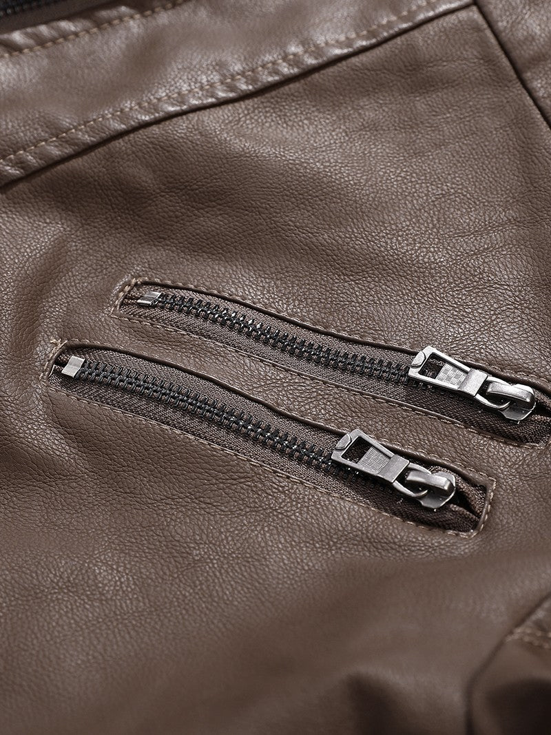 Motorcycle Leather Jackets Man Casual Fashion Motorcycle Coat Slim Fit Lapel PU Jackets Autumn Anti-wind Leather Coat Male