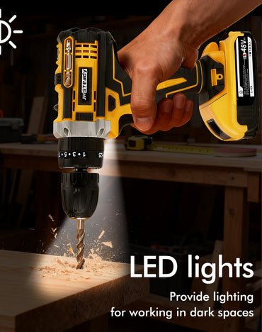 Professional grade brushless drill lithium battery | 1600W high-power 6000mAh long endurance | 100-240V global voltage 3-speed s