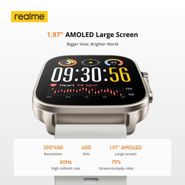 Global Version realme watch 5 1.97" AMOLED 600nits Bateria de 14 dias 460mAh 300+ Temas Suporta GPS GNSS IP68 à prova d'água