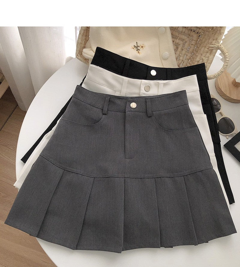 Y2K Vintage High Waist Pleated Skirt Women College Style Uniforms Safety Pants M