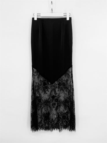 Trendix Women Patchwork Lace Skirts 2025 New High Waist Slim Hollow Out Maxi Skirts Autumn Brown Fashion Party Club Boho Skirt